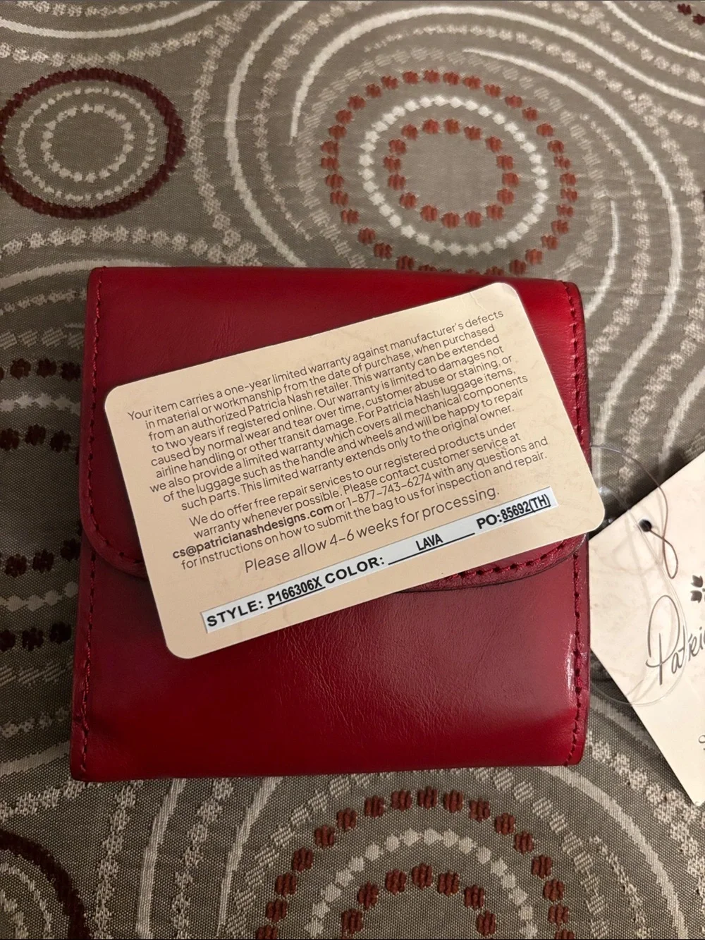 Patricia Nash Red Leather Snap Card Wallet
